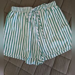 Princess Polly Green White Stripe Shorts - Size 6
